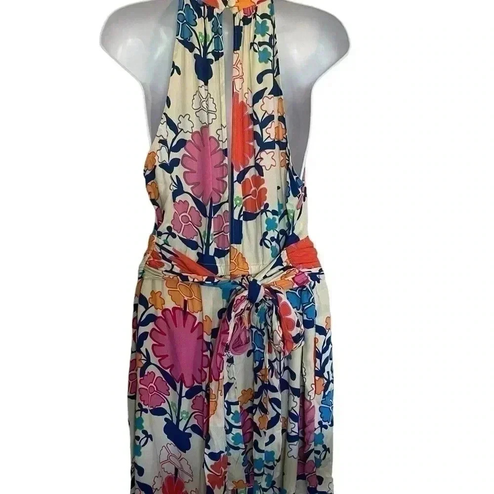 Anthropologie Plenty By Tracy Reese Ruffled Floral Romper Tie Waisted size M - Picture 4 of 7